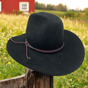 Vintage Resistol Hard Money 4X Beaver Black Cowboy Western Hat Sz 7 Long Oval